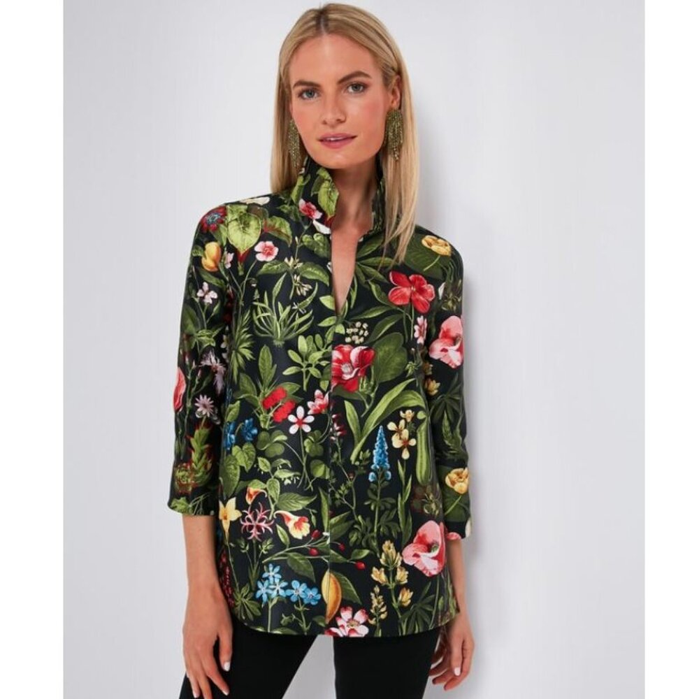 Tuckernuck Noir Blooming Botanical Margot Top Size XXL